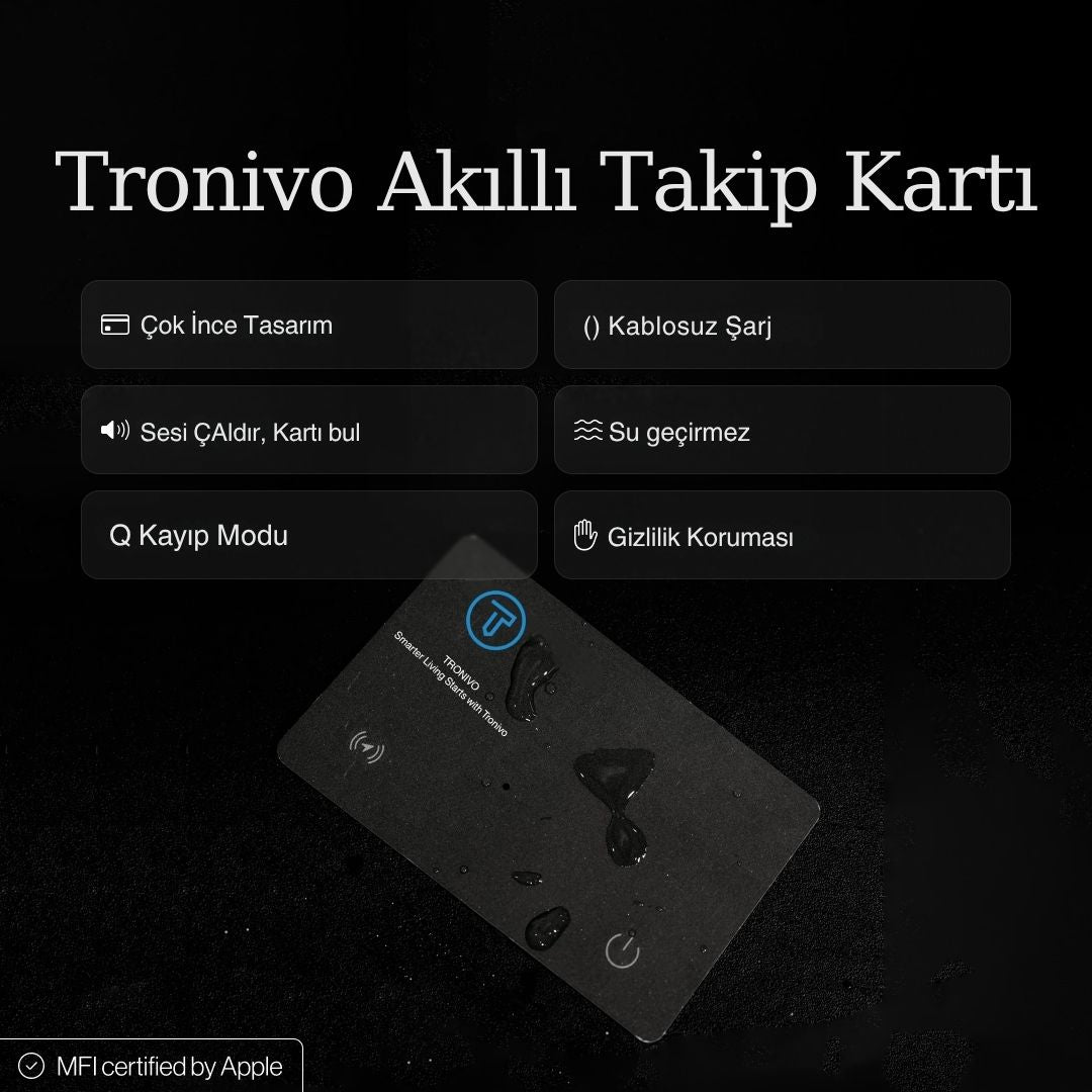 Tronivo Takip Kartı - Apple Find My (Bul) Uyumlu Cüzdan ve Eşya Bulucu