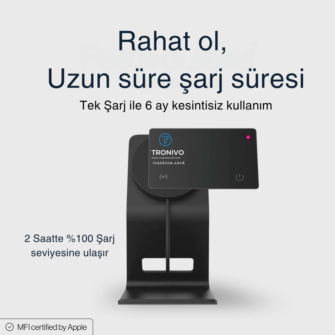 Tronivo Takip Kartı - Apple Find My (Bul) Uyumlu Cüzdan ve Eşya Bulucu