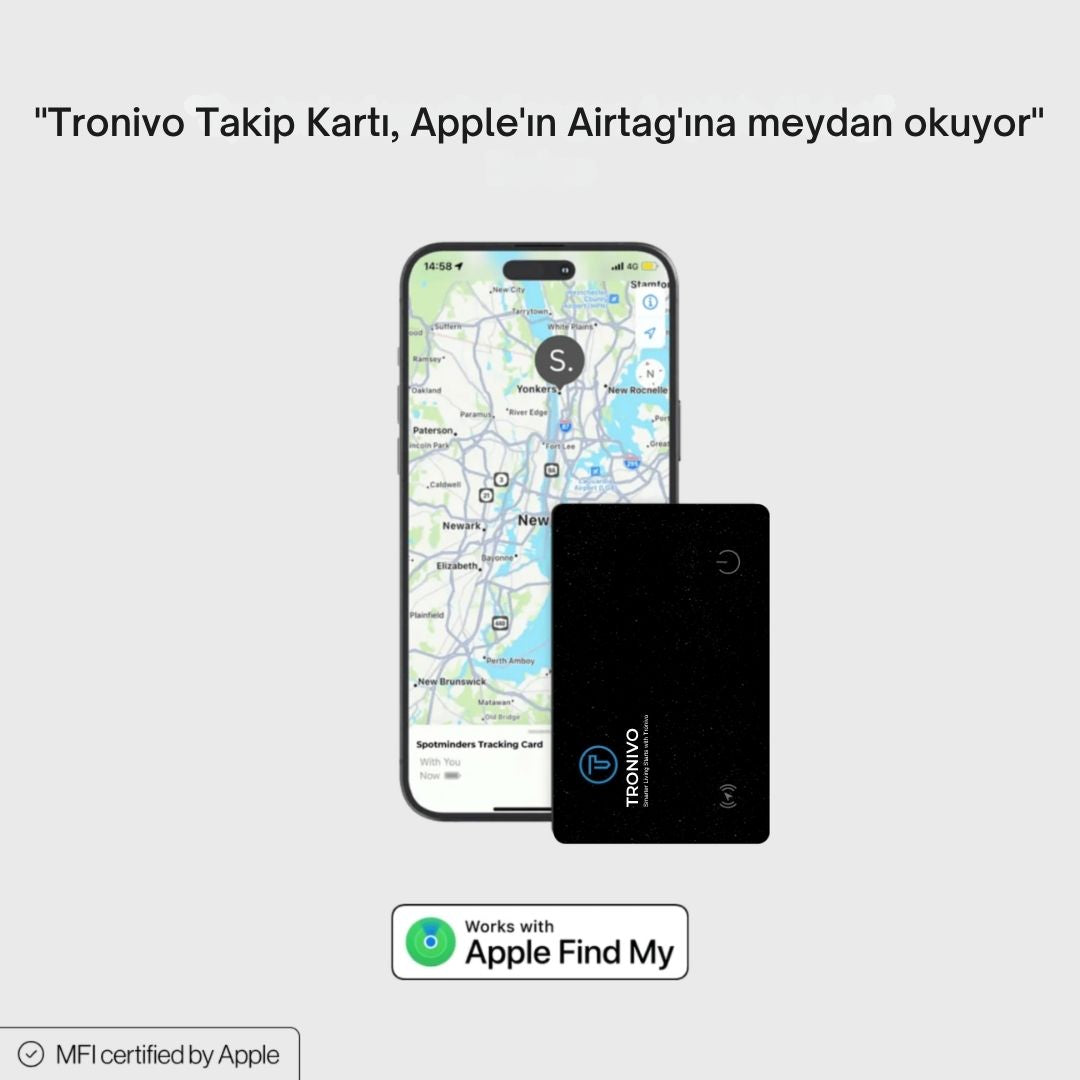 Tronivo Takip Kartı - Apple Find My (Bul) Uyumlu Cüzdan ve Eşya Bulucu